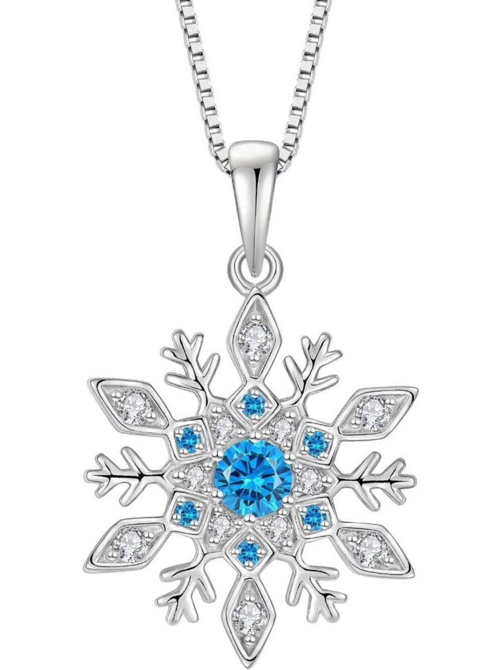 Elegant Snowflake Necklace in 925 Sterling Silver | Holiday Jewelry Gift